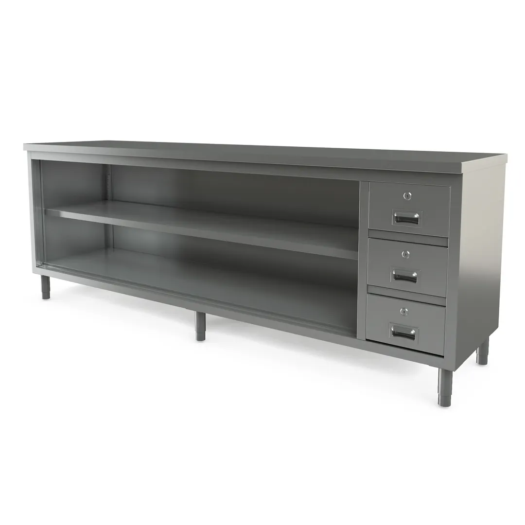 Tarrison TC-CO2496D-KIT Open Front Work Table with Mid-shelf & Lockable Drawer, 96"W x 24"D