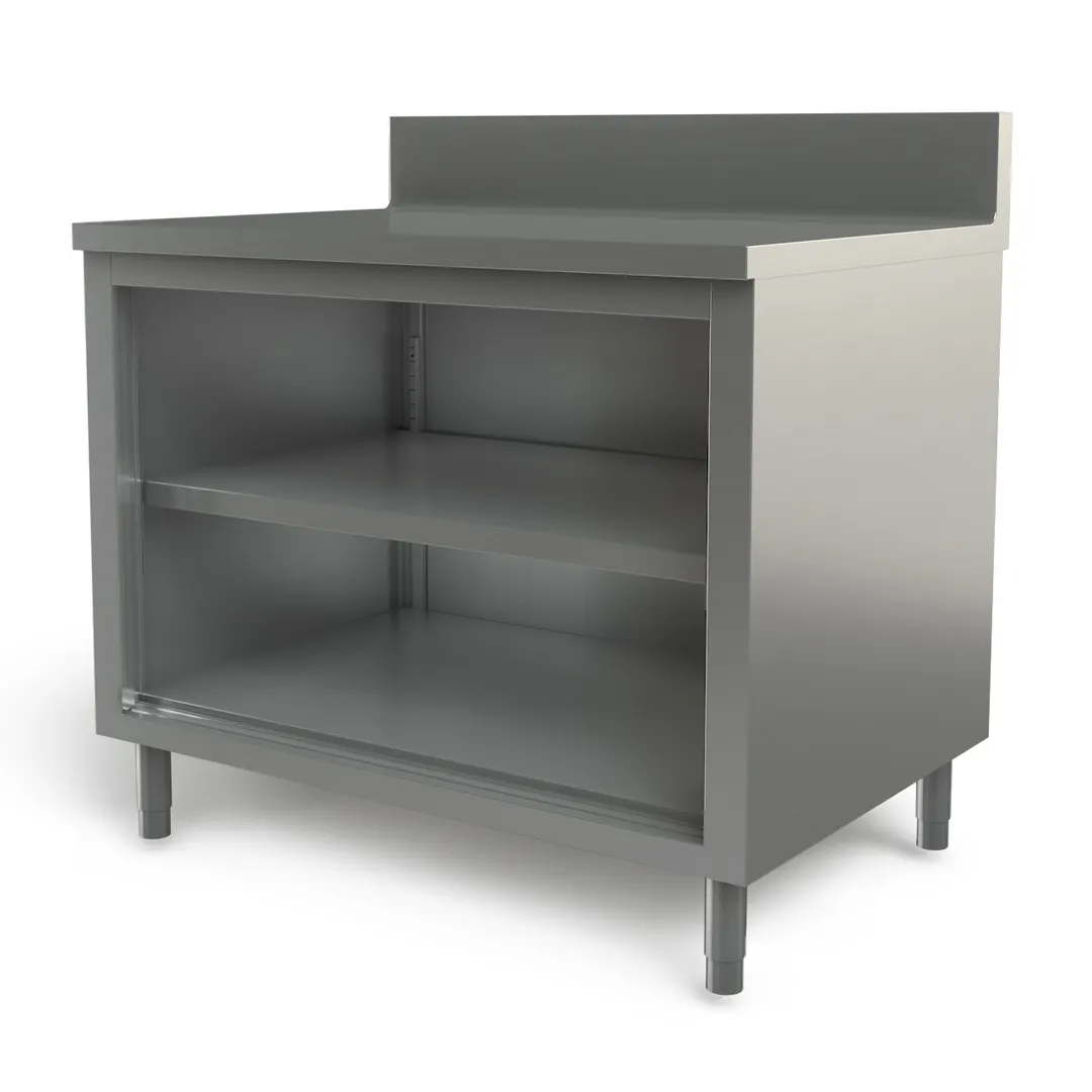 Tarrison TC-CO3042B-KIT Cabinet Base Open Front Work Table with Mid-Shelf & Backsplash, 42"W x 30"D