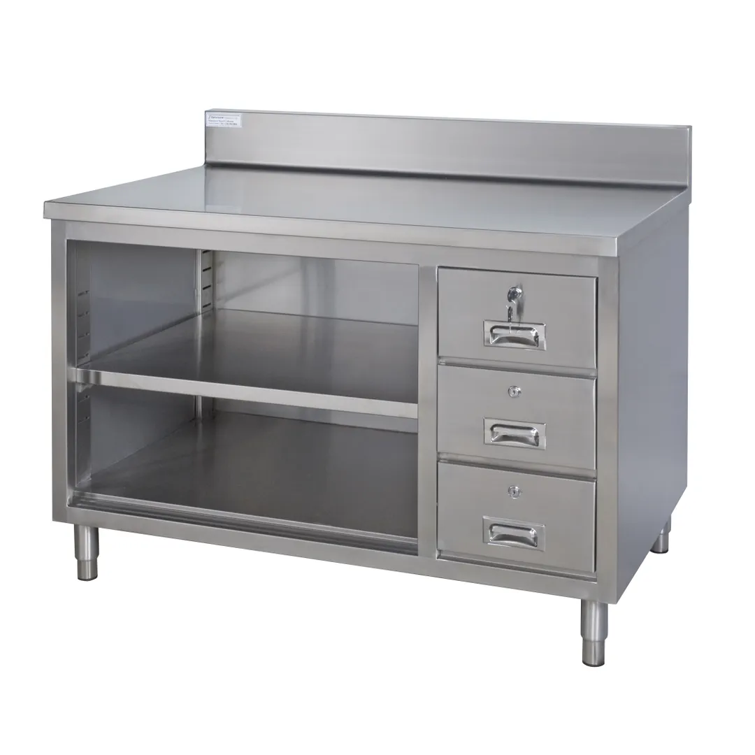 Tarrison TC-CO3048BD-KIT Open Front Work Table with Backsplash, Mid-shelf & Drawer / 48"W x 30"D