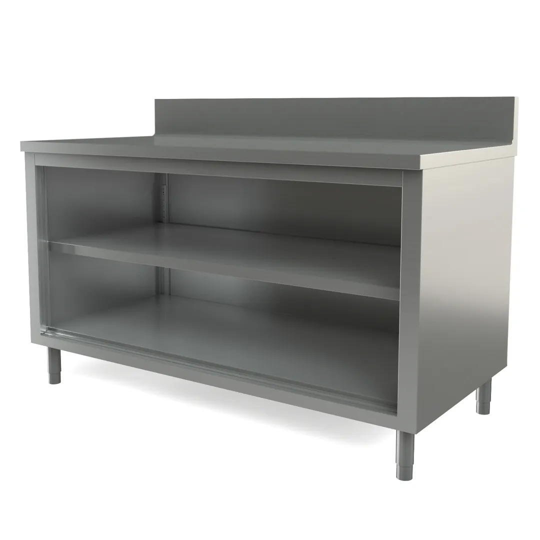 Tarrison TC-CO3060B-KIT Cabinet Base Open Front Work Table with Mid-Shelf & Backsplash, 60"W x 30"D