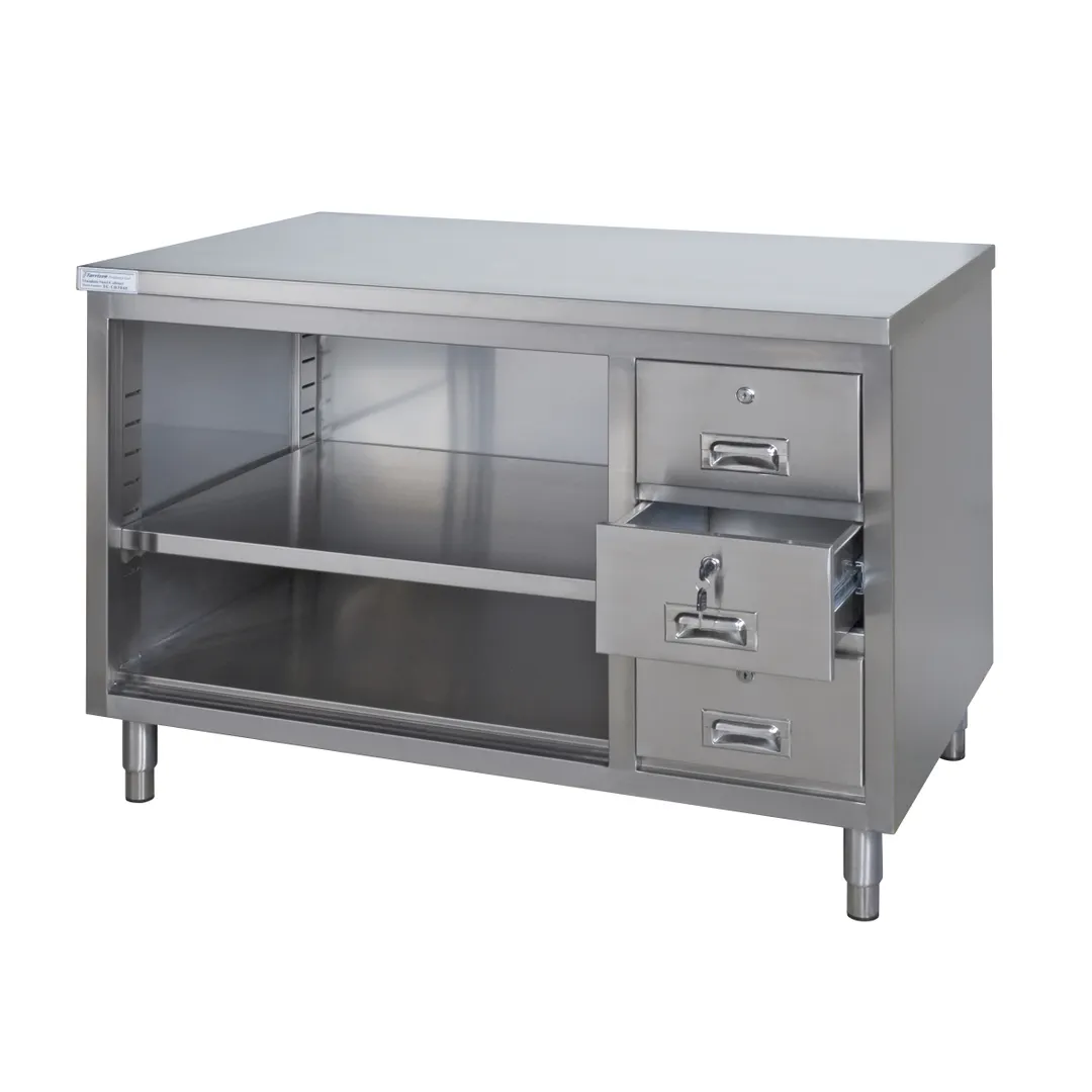 Tarrison TC-CO3084D-KIT Open Front Work Table with Mid-shelf & Lockable Drawer, 84"W X 30"D