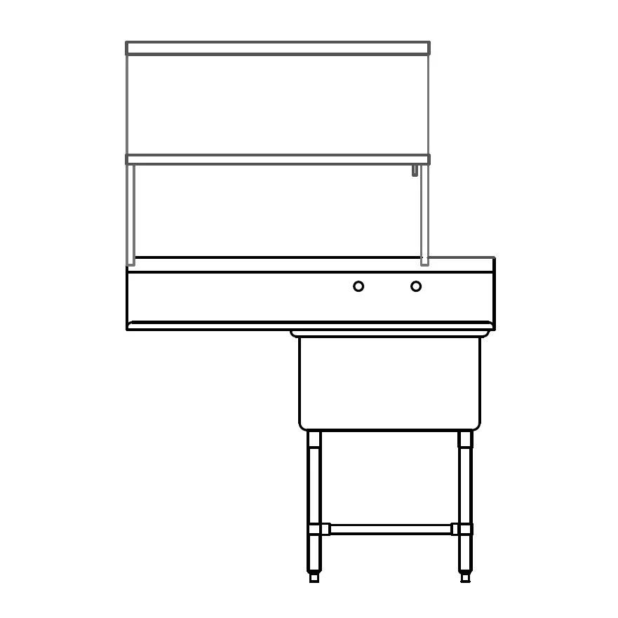 Tarrison TF-UCDSPDT1L-KIT 51" Undercounter Soiled Dishtable w/ Sink On Right, 7-1/2" Backsplash