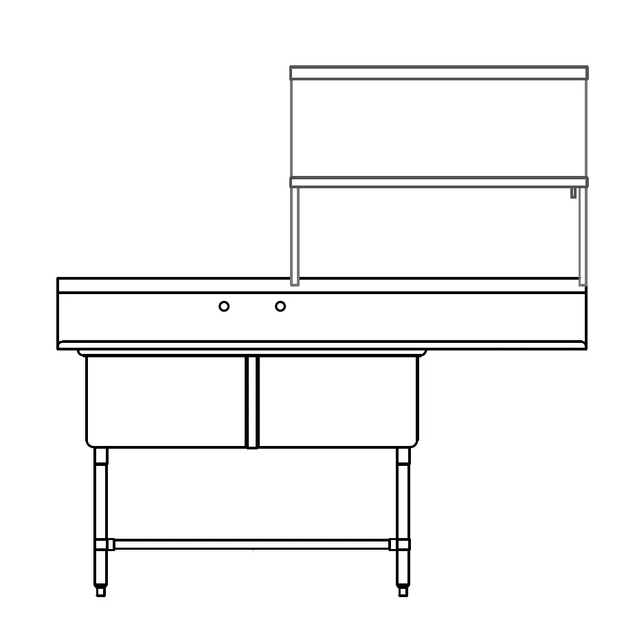 Tarrison TF-UCDSPDT2R-KIT 75" Undercounter Soiled Dishtable w/ Sink On Left, 7-1/2" Backsplash