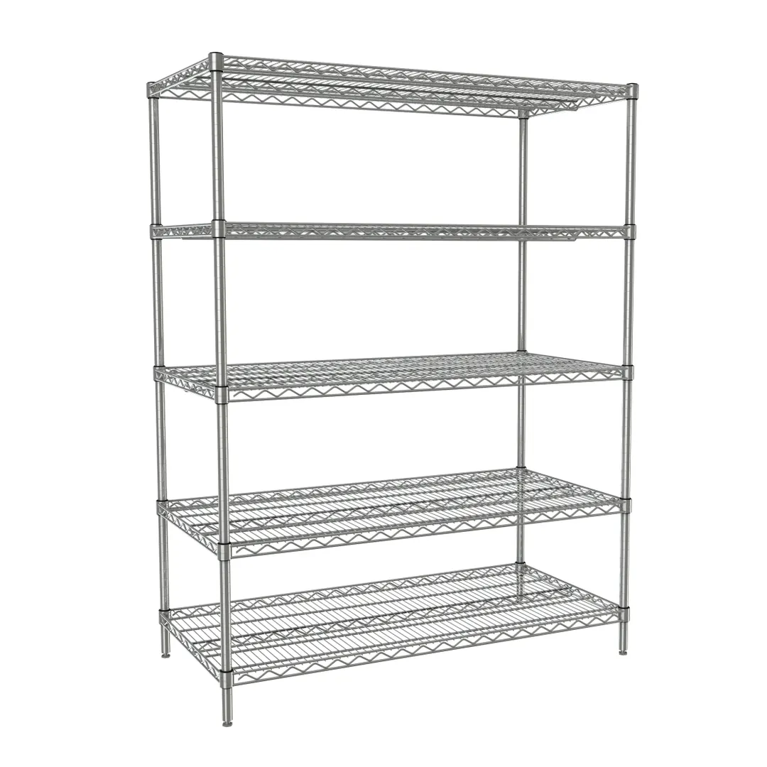 Tarrison TS-24486Z5-KIT 5 Shelf Clear Epoxy Coated Wire Starter Shelving Unit - 48" x 24" x 63"