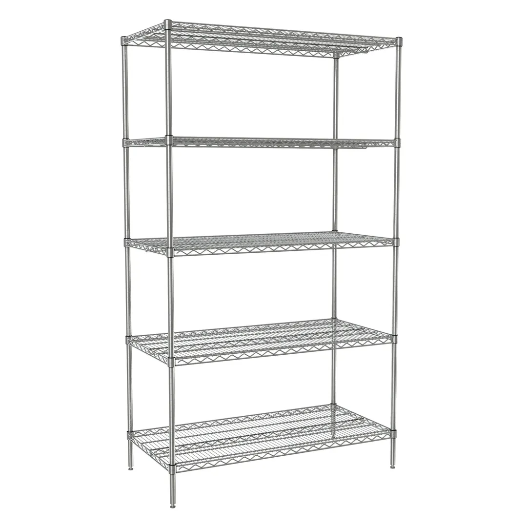 Tarrison TS-24488Z5-KIT 5 Shelf Clear Epoxy Coated Wire Starter Shelving Unit - 48" x 24" x 86"