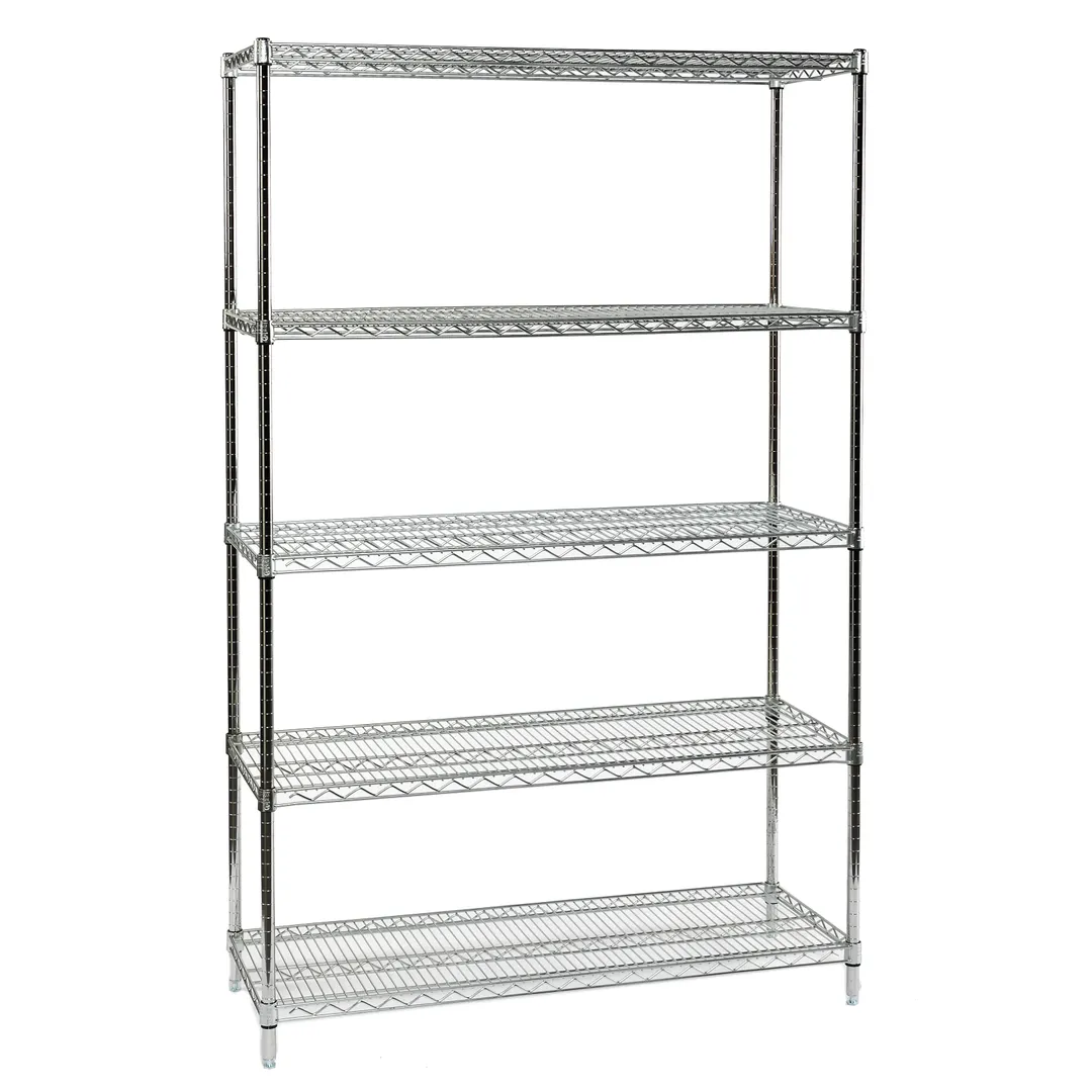 Tarrison TS-24607Z5-KIT 5 Shelf Clear Epoxy Coated Wire Starter Shelving Unit - 60" x 24" x 74"