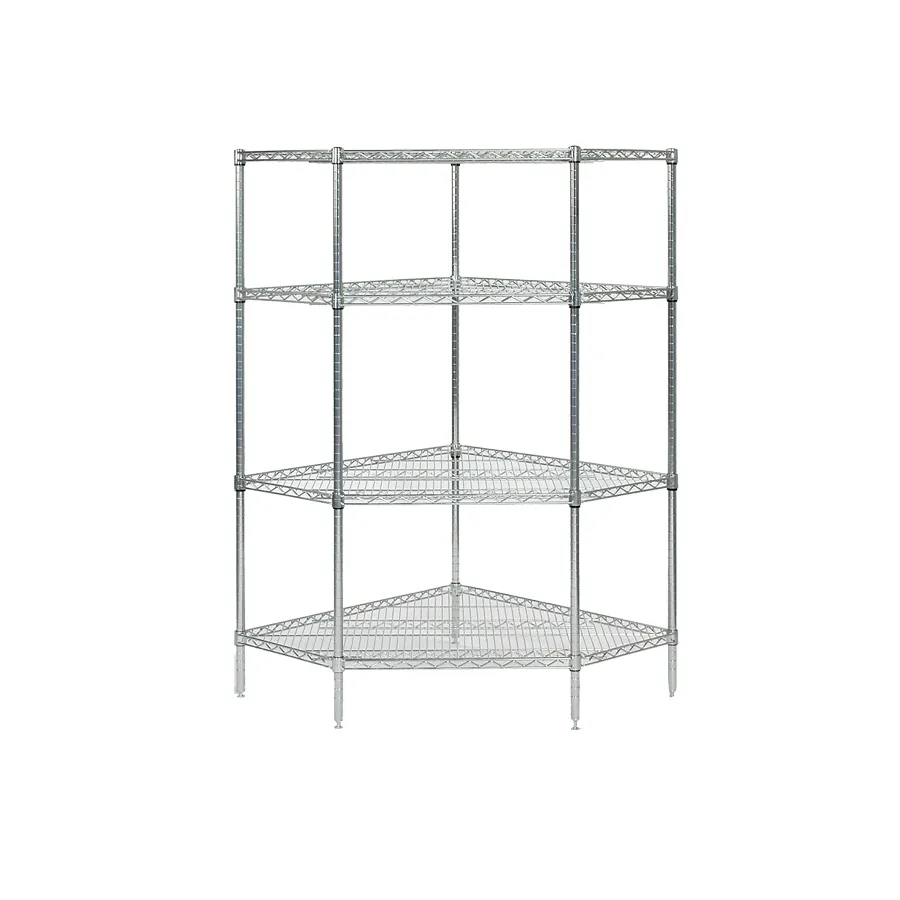 Tarrison TS-524427Z-KIT 4 Shelf Epoxy Coated Wire Corner Starter Shelving Unit - 42" x 24" x 74"