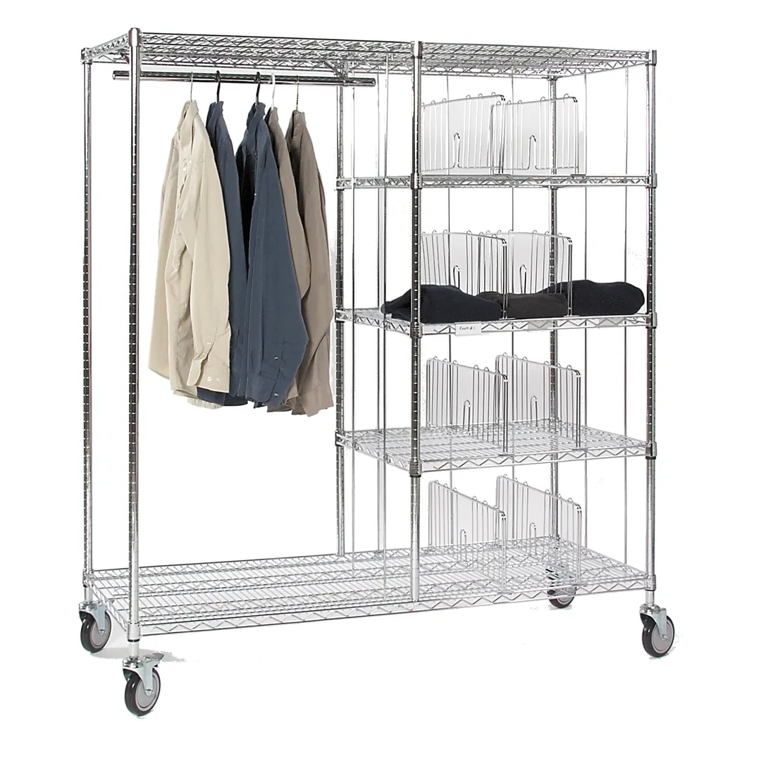 Tarrison TS-AC246012C-KIT Wire Apparel Transport Cart with Top & Bottom