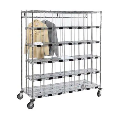 Tarrison TS-AC246035C-KIT Chrome Wire Patient Apparel Cart with Top & Bottom
