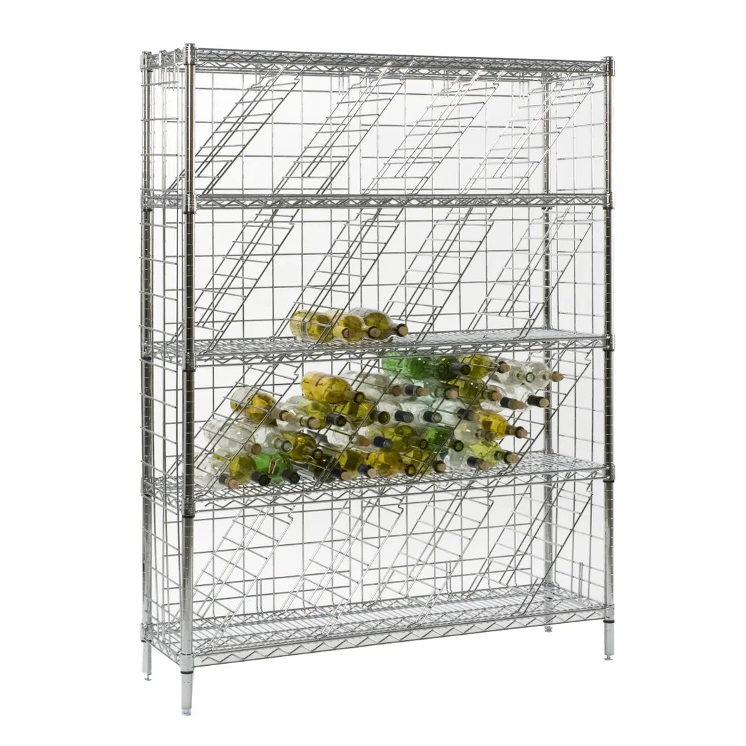 Tarrison TS-BW1448C6-KIT 192-Bottle Chrome 5-Shelf Bulk Wine Bottle Rack - 48" x 14" x 63"