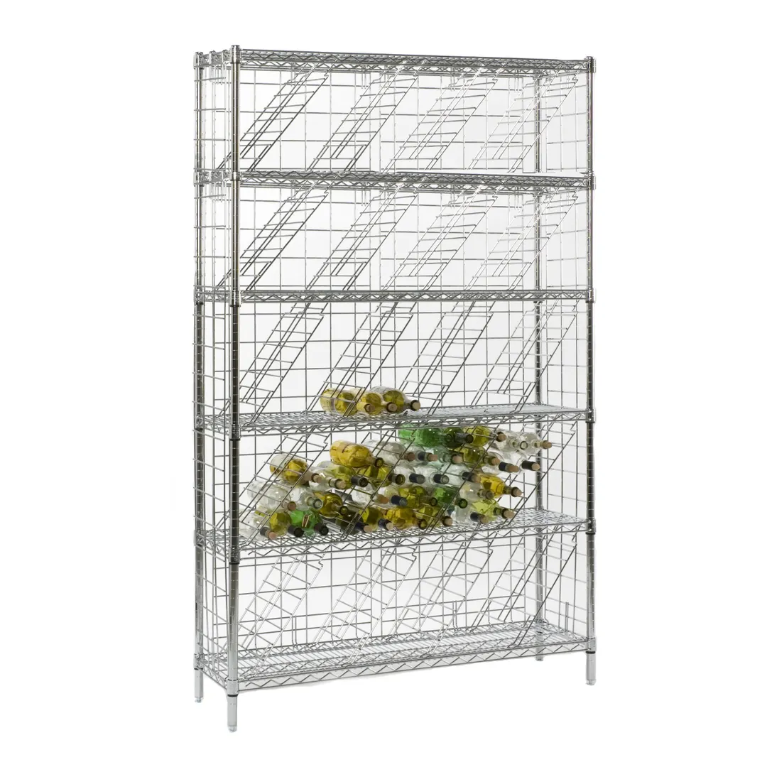 Tarrison TS-BW1448C7-KIT 240-Bottle Chrome 6-Shelf Bulk Wine Bottle Rack- 48" x 14" x 74"