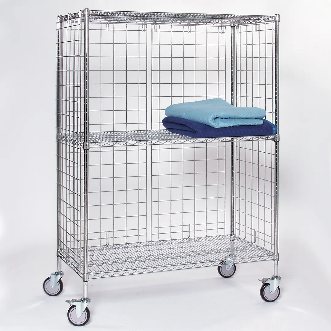 Tarrison TS-LC2460C-KIT Wire Linen Cart w/ Enclosure Panels on Sides & Rear