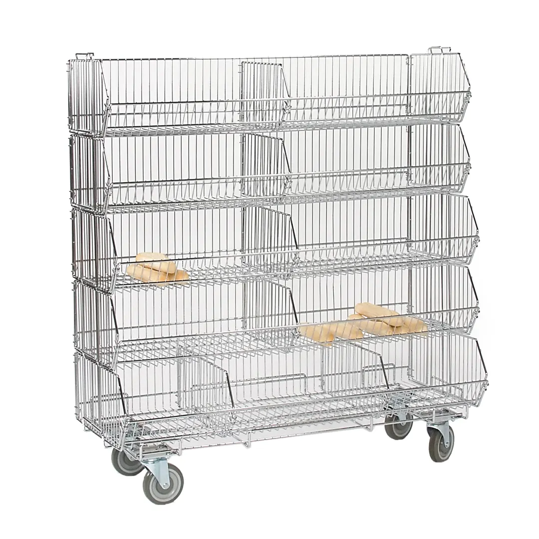 Tarrison TS-MDBMU36C-KIT 36" Mobile Chrome Display Bin Merchandiser w/ 5 Bins