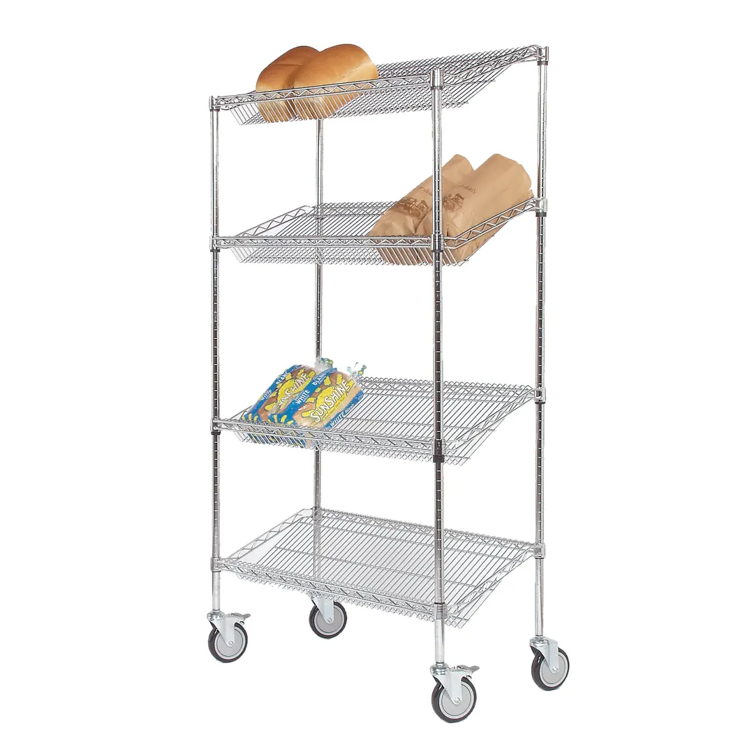 Tarrison TS-MSSU18486C-KIT Mobile Chrome Slanted Shelf Merchandiser - 48" x 18" x 69"