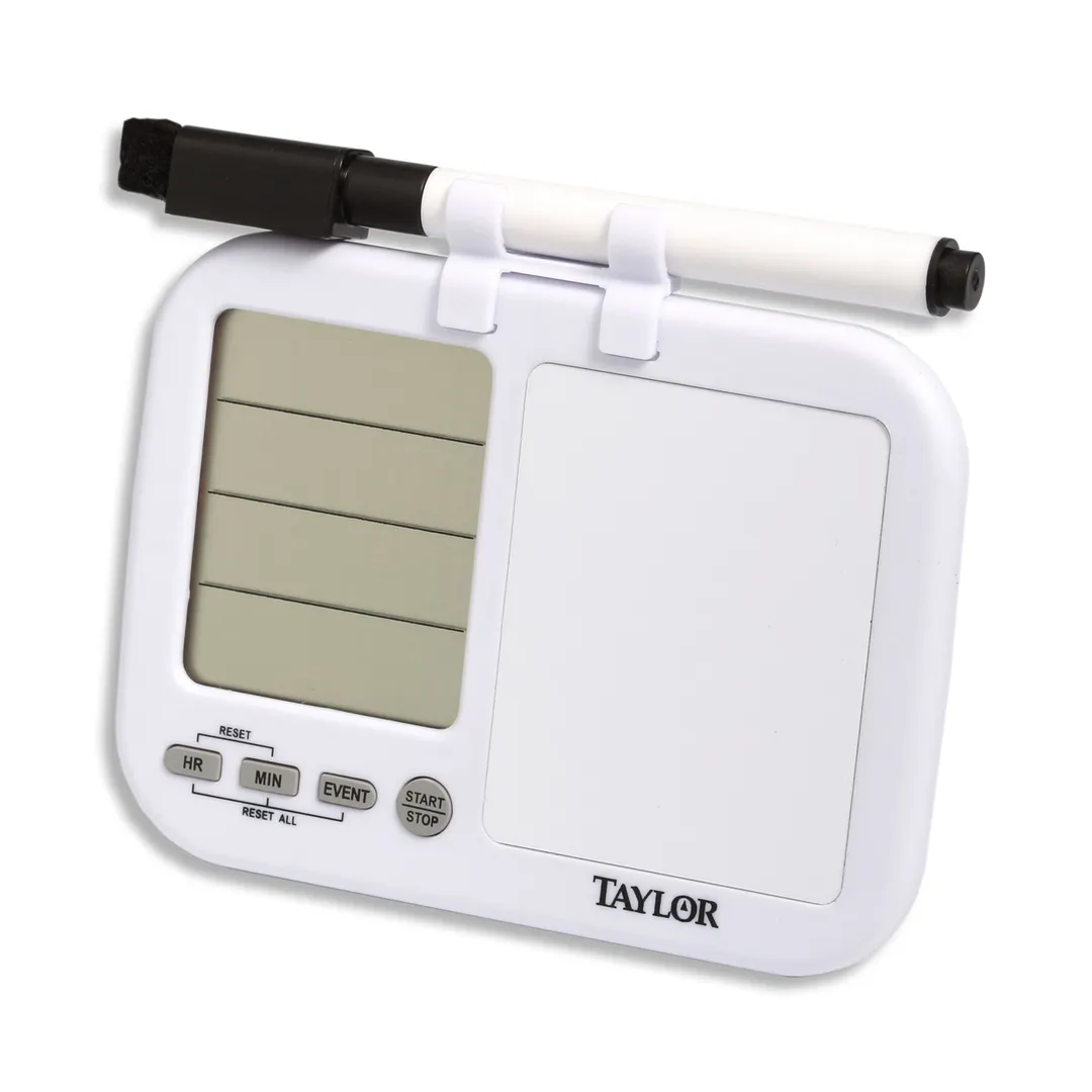 Taylor Precision 5849 Digital Event Timer, 4 Timers 24hrs 59mins, 0.8" LCD, Whiteboard, White