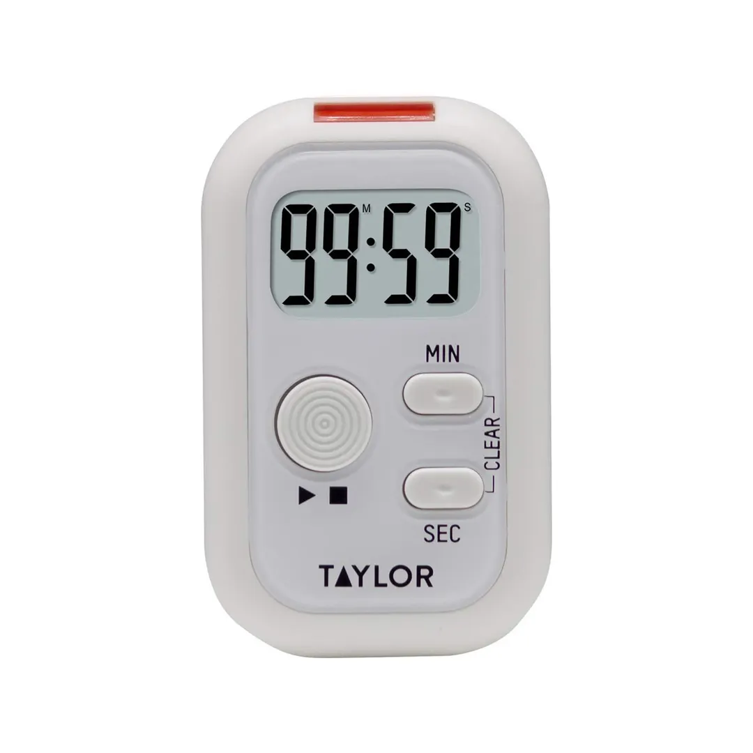 Taylor Precision 5879 Flashing Light Timer, White, Digital, Sound/Light/Vibration, Magnet/Clip/Stand