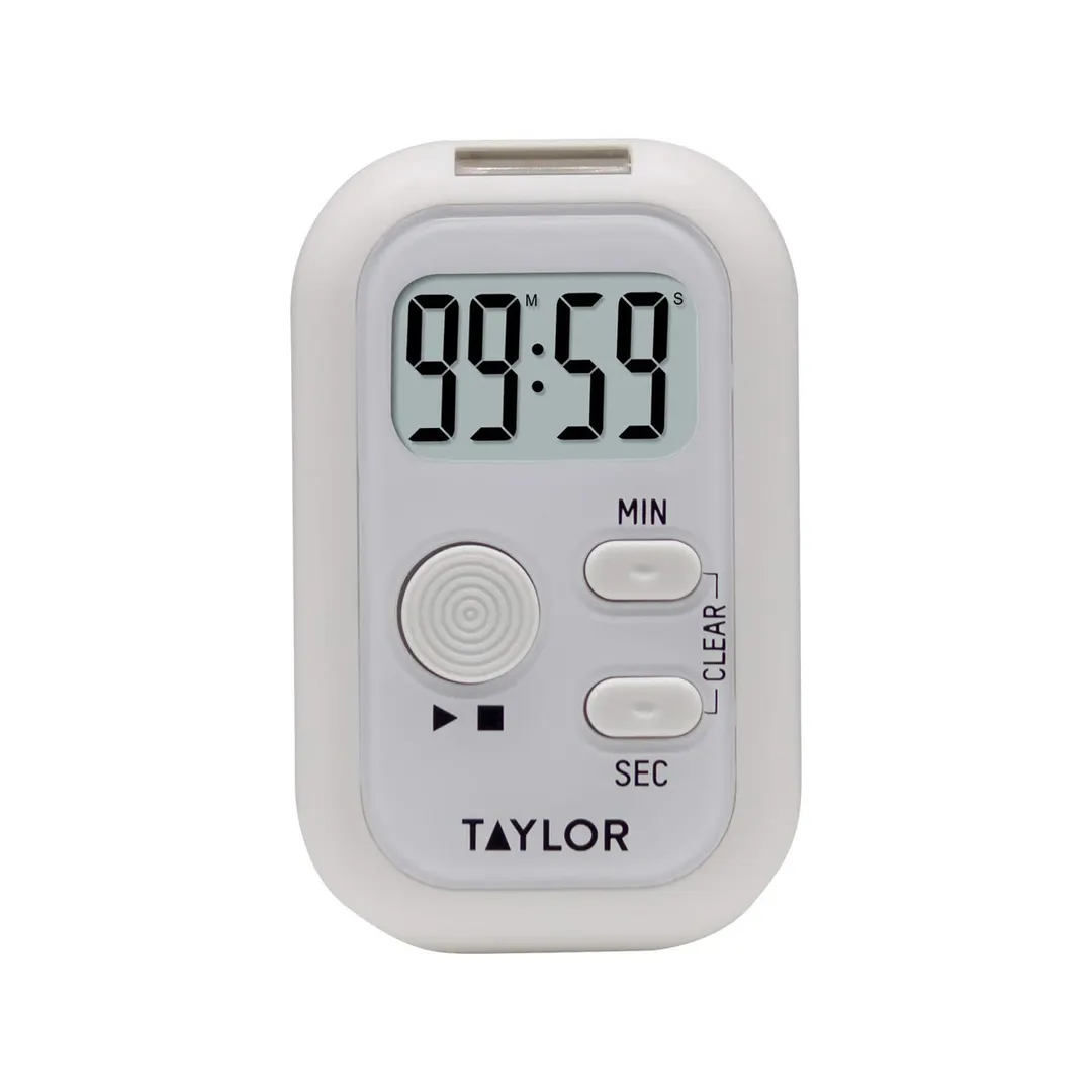 Taylor Precision 5879 Flashing Light Timer, White, Digital, Sound/Light/Vibration, Magnet/Clip/Stand