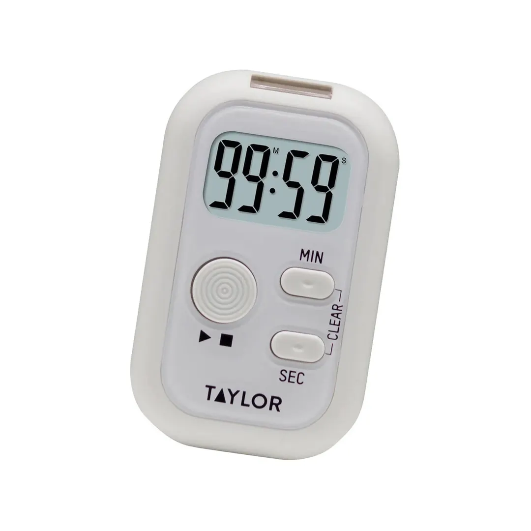 Taylor Precision 5879 Flashing Light Timer, White, Digital, Sound/Light/Vibration, Magnet/Clip/Stand