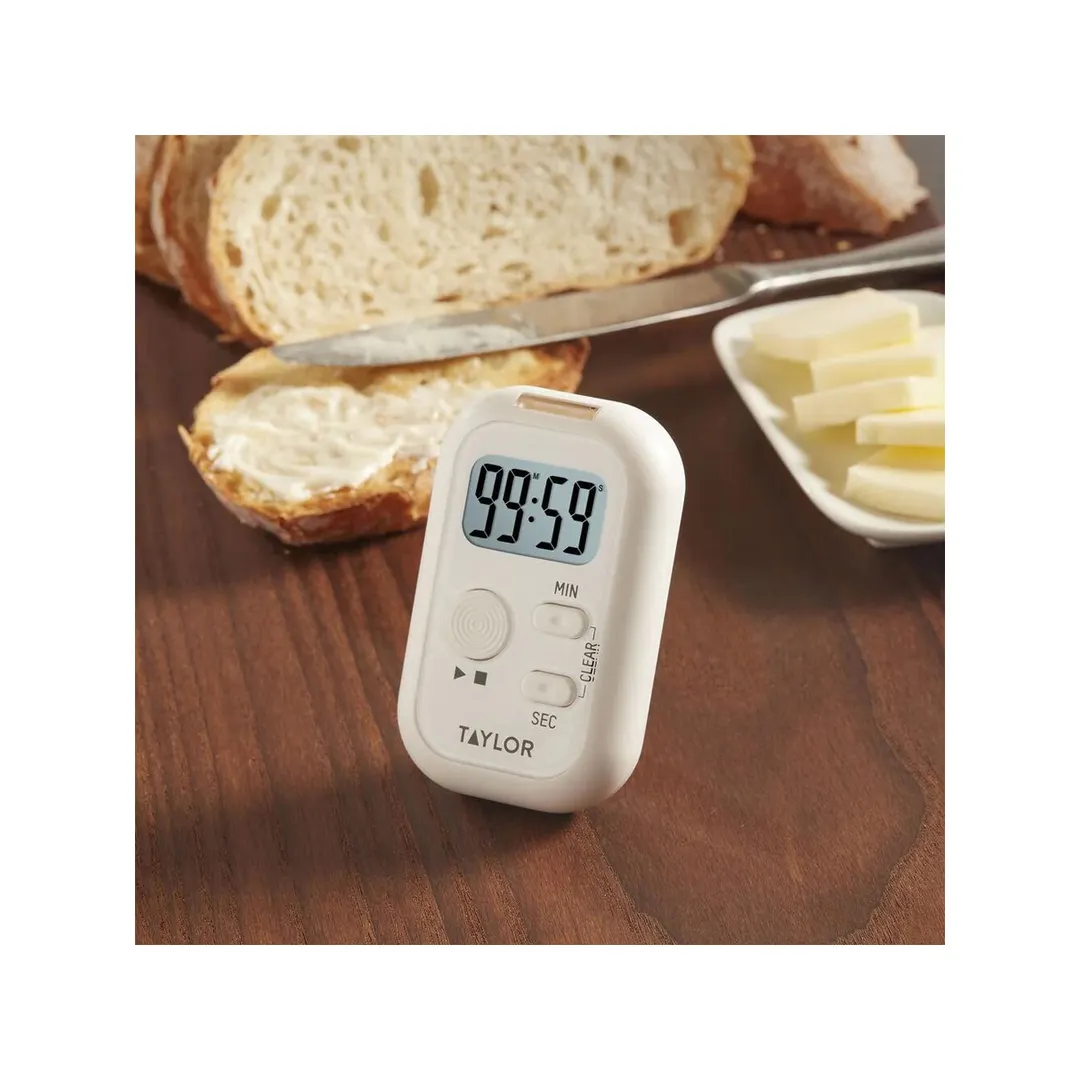 Taylor Precision 5879 Flashing Light Timer, White, Digital, Sound/Light/Vibration, Magnet/Clip/Stand