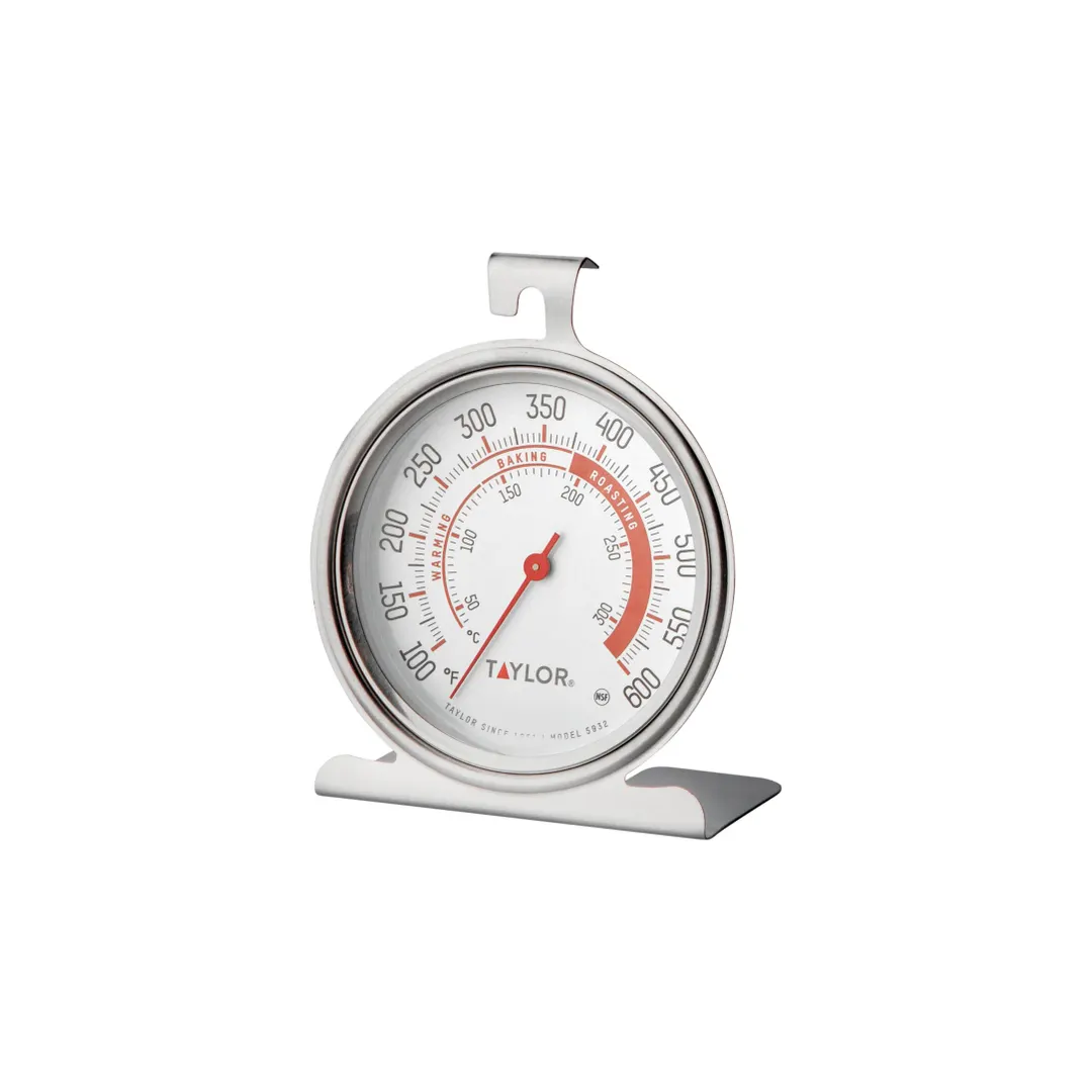 Taylor Precision 5932 Oven Thermometer, 3" Dial Glass Lens, 100°-600°F, Stainless Steel