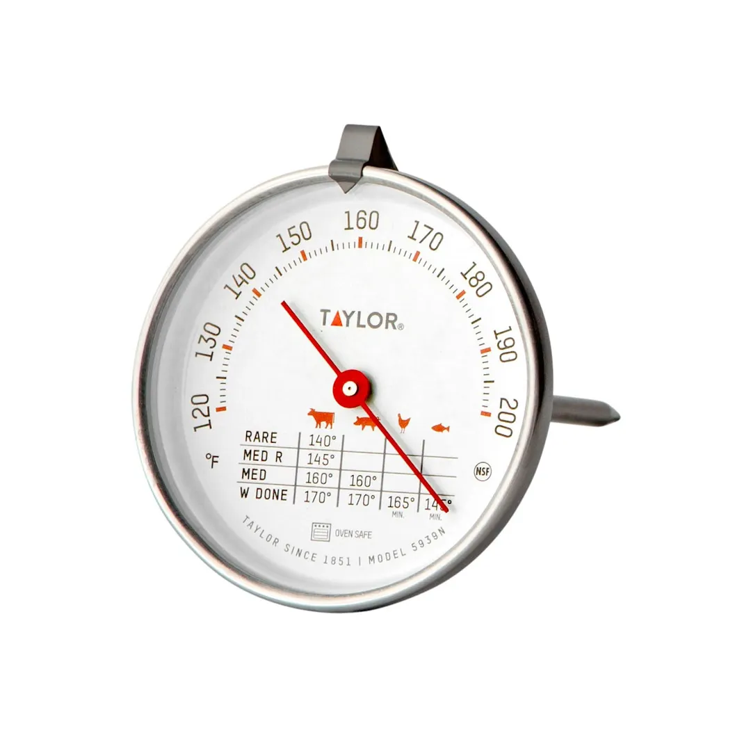 Taylor Precision 5939N Meat Thermometer, 3" Dial Display, Glass Lens