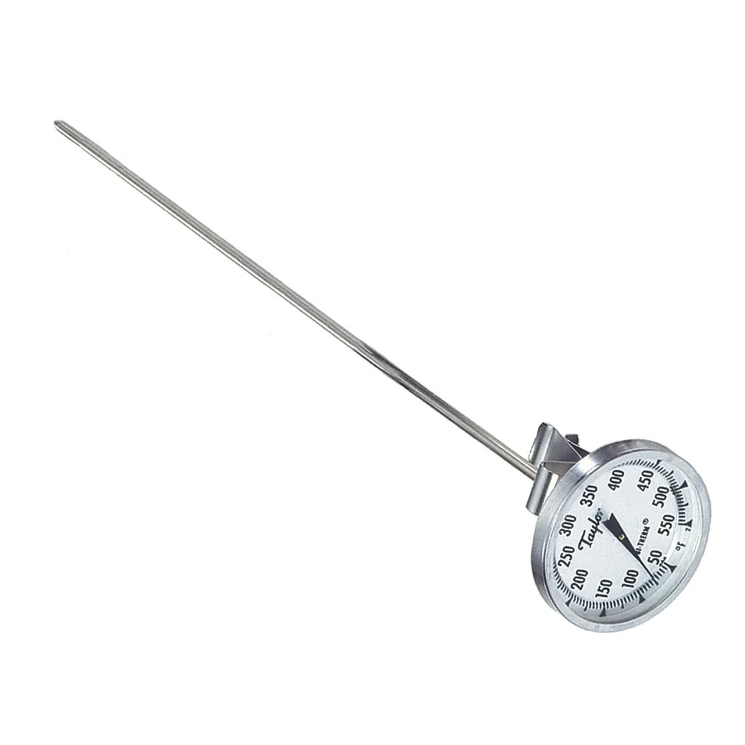 Taylor Precision 6084J8 Professional BiTherm Candy Deep Fry Thermometer 2" Dial 50-550°F 8" Stem