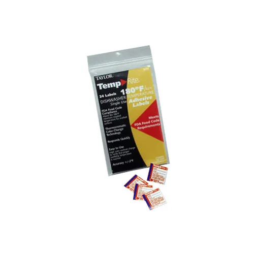 Taylor Precision 8750 Sensor TempRite Stick-On Dishwasher Labels, 180°F ±2°F Accuracy - 24/Pack