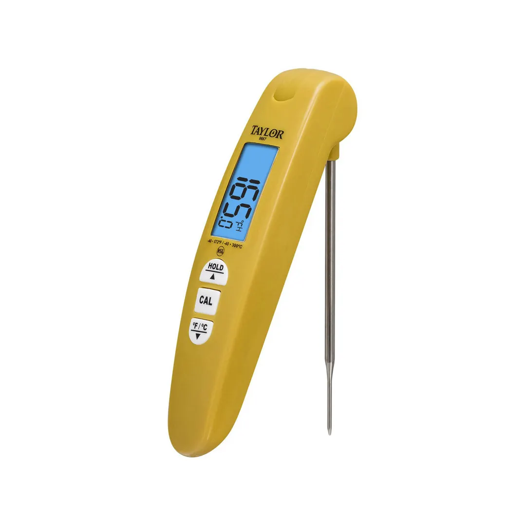 Taylor Precision 9867FDA Folding Probe Thermometer, -40° to 572°F, Type T, 1.5mm Tip, Blue Backlight