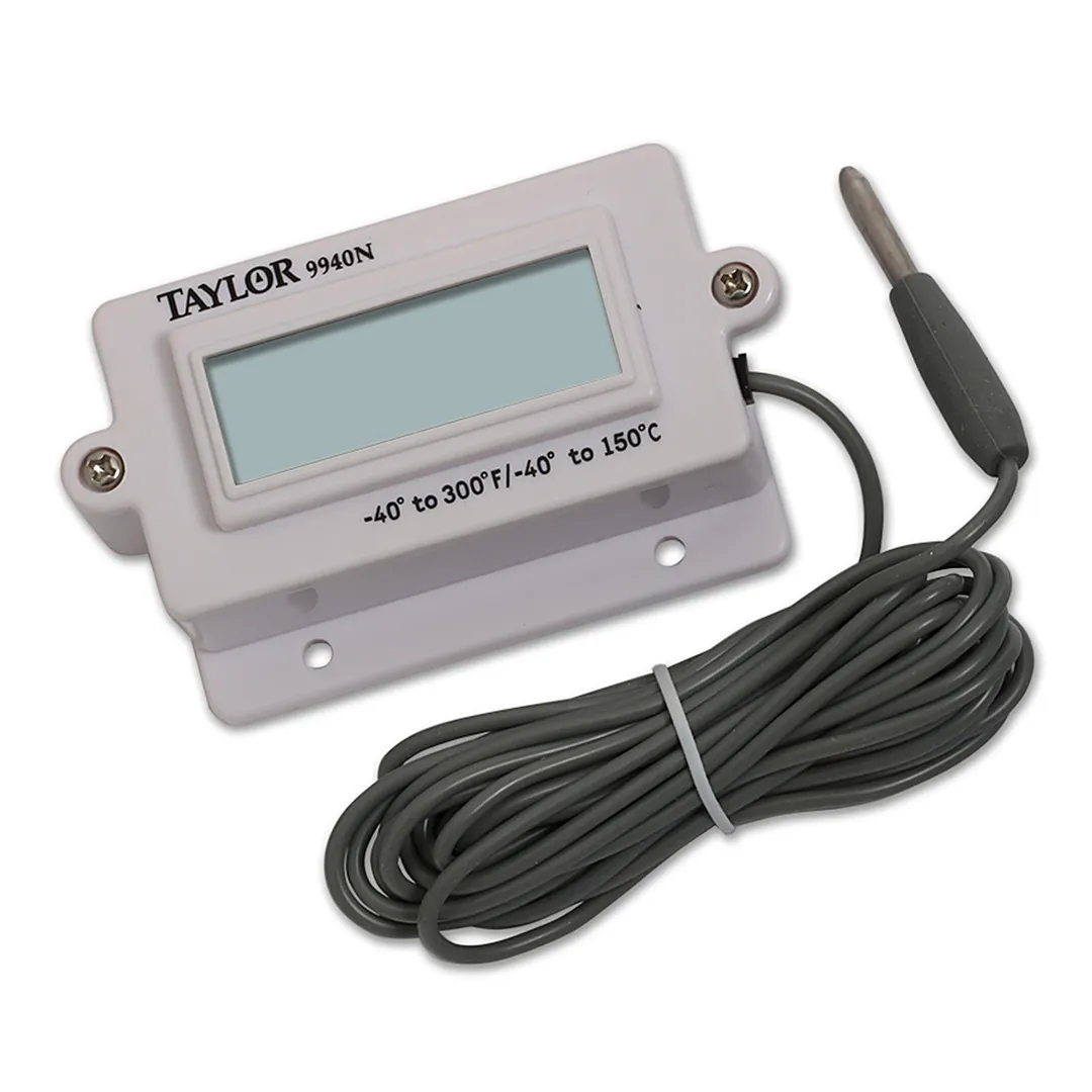 Taylor Precision 9940N Panel Mount Thermometer, -40° to 300°F, 10 ft. Cable, AAA Battery