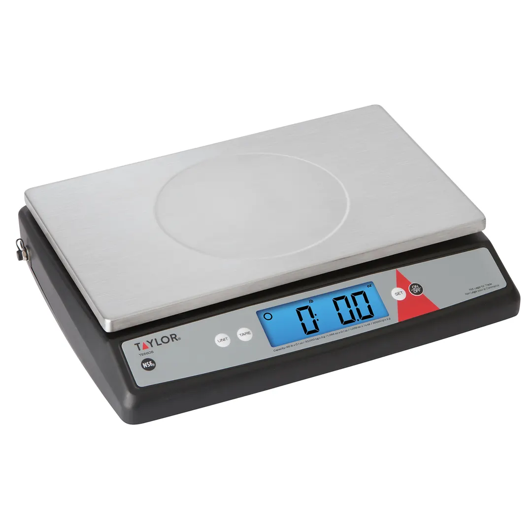Taylor Precision TE66OS Portion Control Scale, 30-70 lb, 11-1/4" x 7-1/4" Platform, Digital Tare/Hold, Battery/AC
