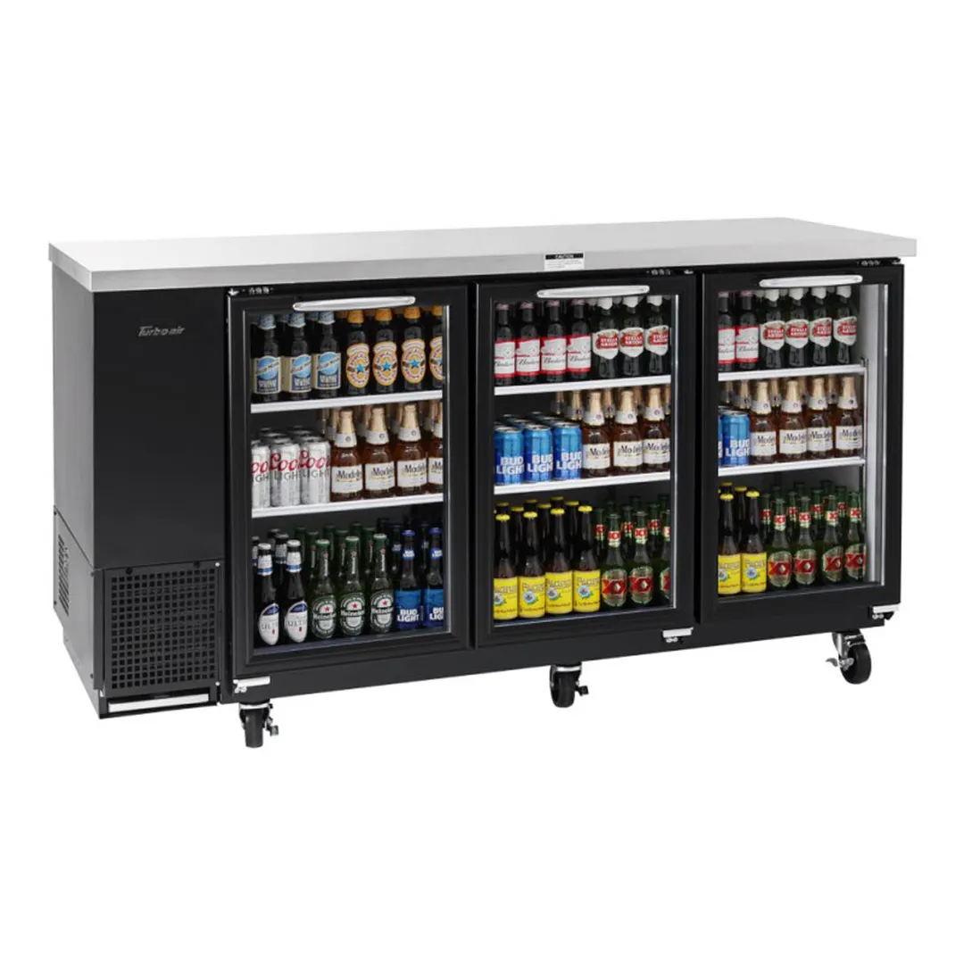 Turbo Air TBB-24-72SGD-N 73" Three Section Back Bar Cooler with Glass Door, 20.62 cu. ft.