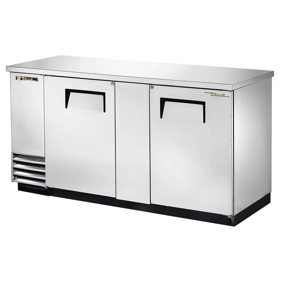 True TBB-3-S-HC 69" Two Solid Swing Door Stainless Steel Back Bar Cooler with Hydrocarbon