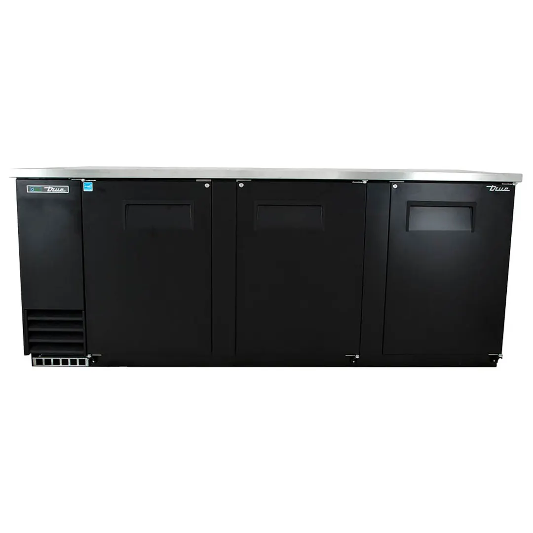True TBB-4-HC 90" Three Solid Swing Door Back Bar Cooler with Hydrocarbon Refrigerant
