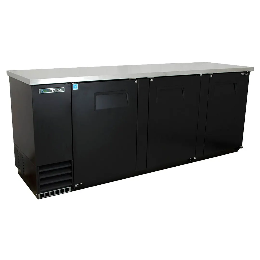 True TBB-4-HC 90" Three Solid Swing Door Back Bar Cooler with Hydrocarbon Refrigerant