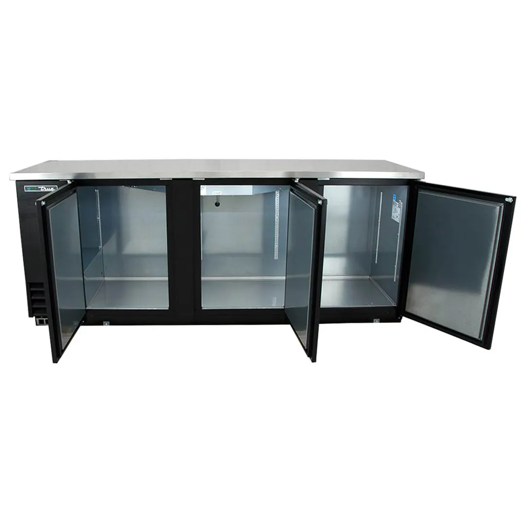True TBB-4-HC 90" Three Solid Swing Door Back Bar Cooler with Hydrocarbon Refrigerant