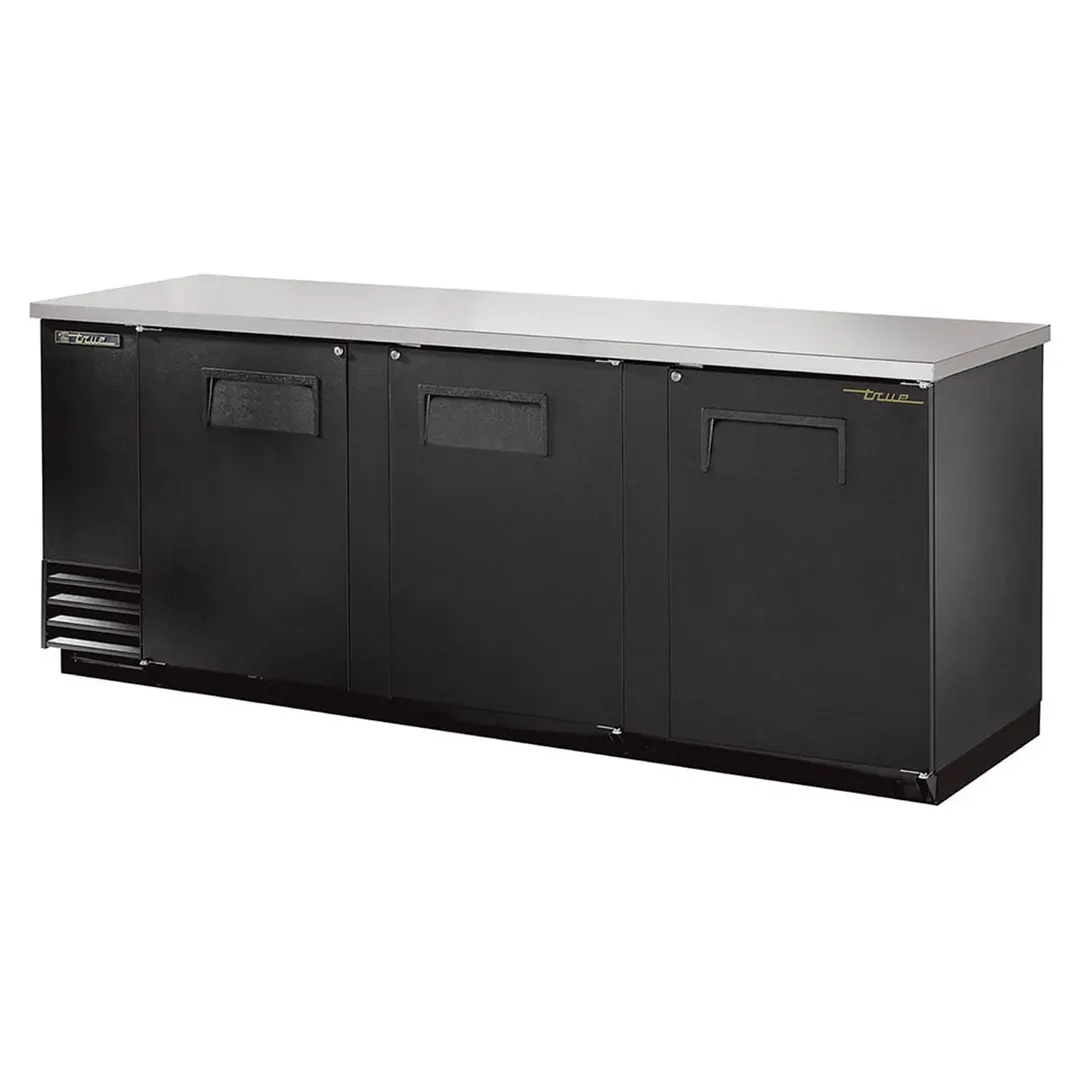 True TBB-4-HC 90" Three Solid Swing Door Back Bar Cooler with Hydrocarbon Refrigerant