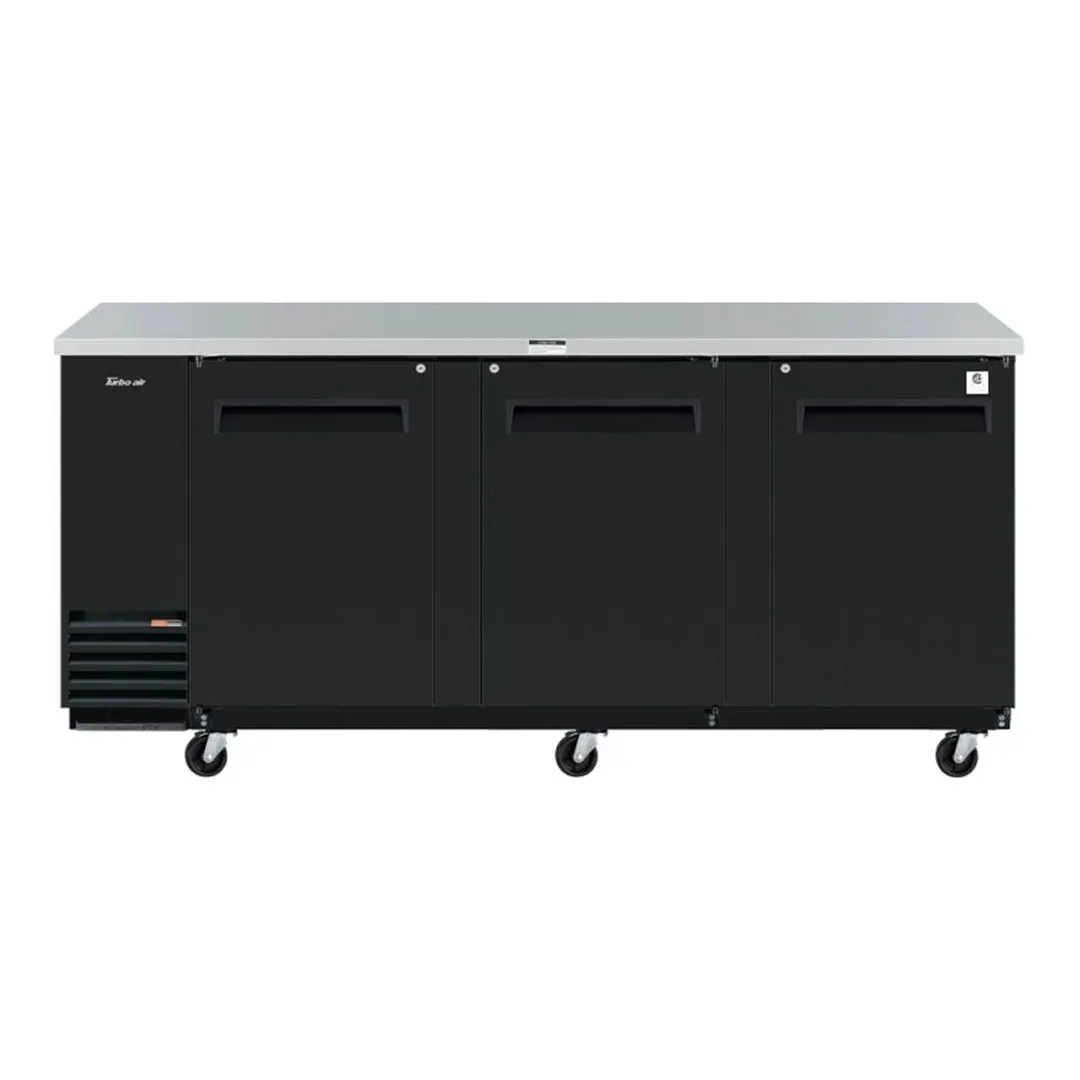 Turbo Air TBB-4SBD-N 90" Three Section Back Bar Cooler with Solid Door, 36.47 cu. ft.