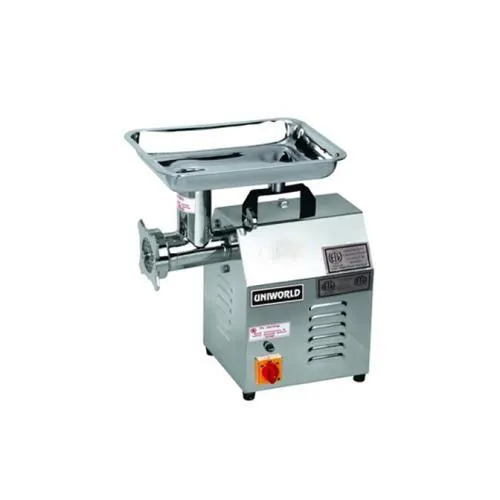 Uniworld TC-12E Meat Grinder, 250 lb/hr Capacity, 1 HP 1400 RPM Motor, 1/4" & 3/8" Grinding Plates, Forward/Reverse