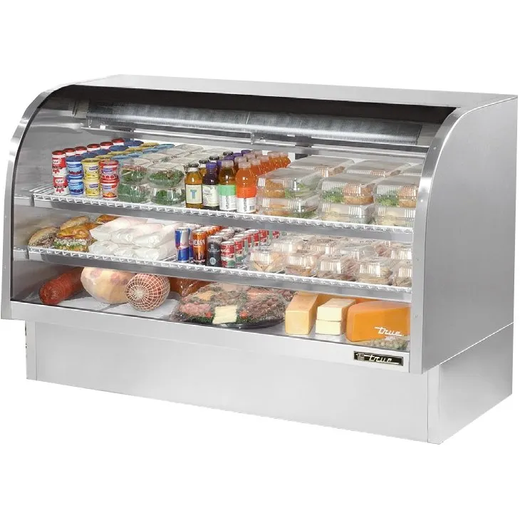 True TCGG-72-S-HC-LD 72" Curved Refrigerated Deli Display Case