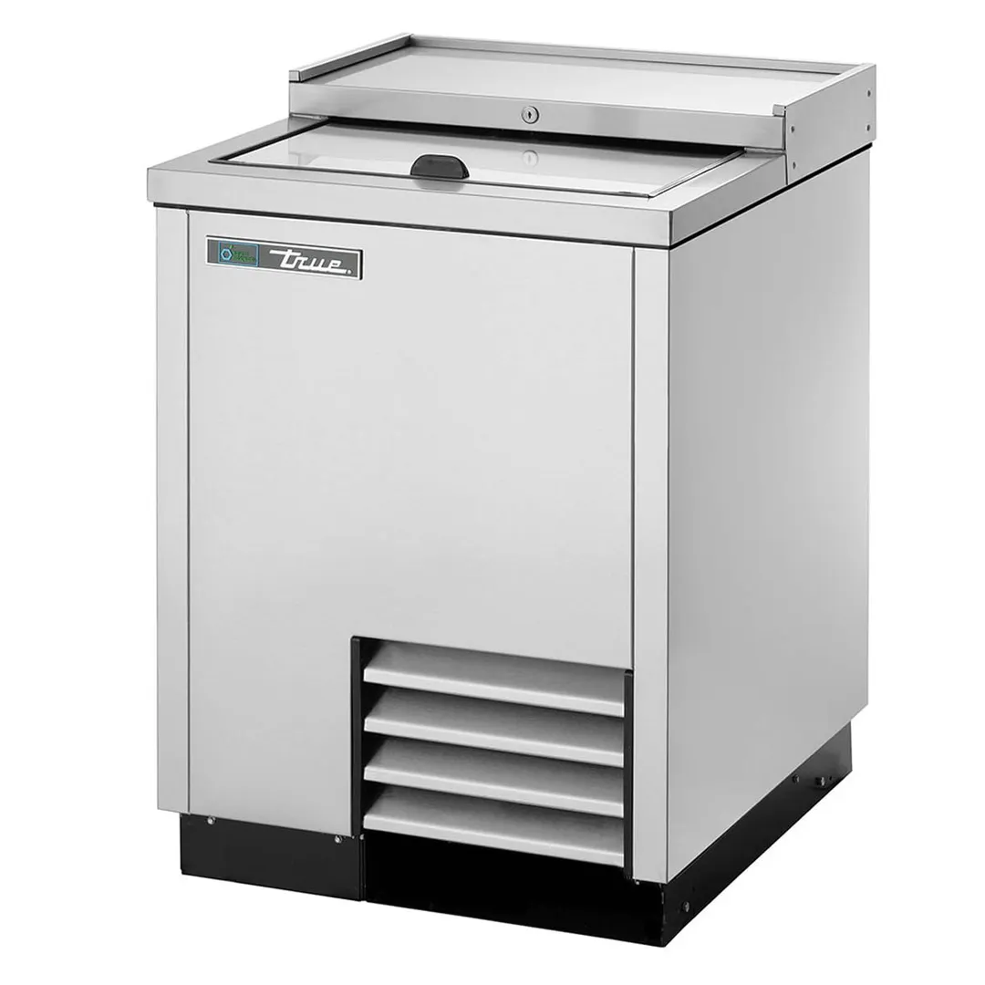 True TD-24-7-S-HC 24" Solid Slide Lid Stainless Steel Deep Well Horizontal Bottle Cooler