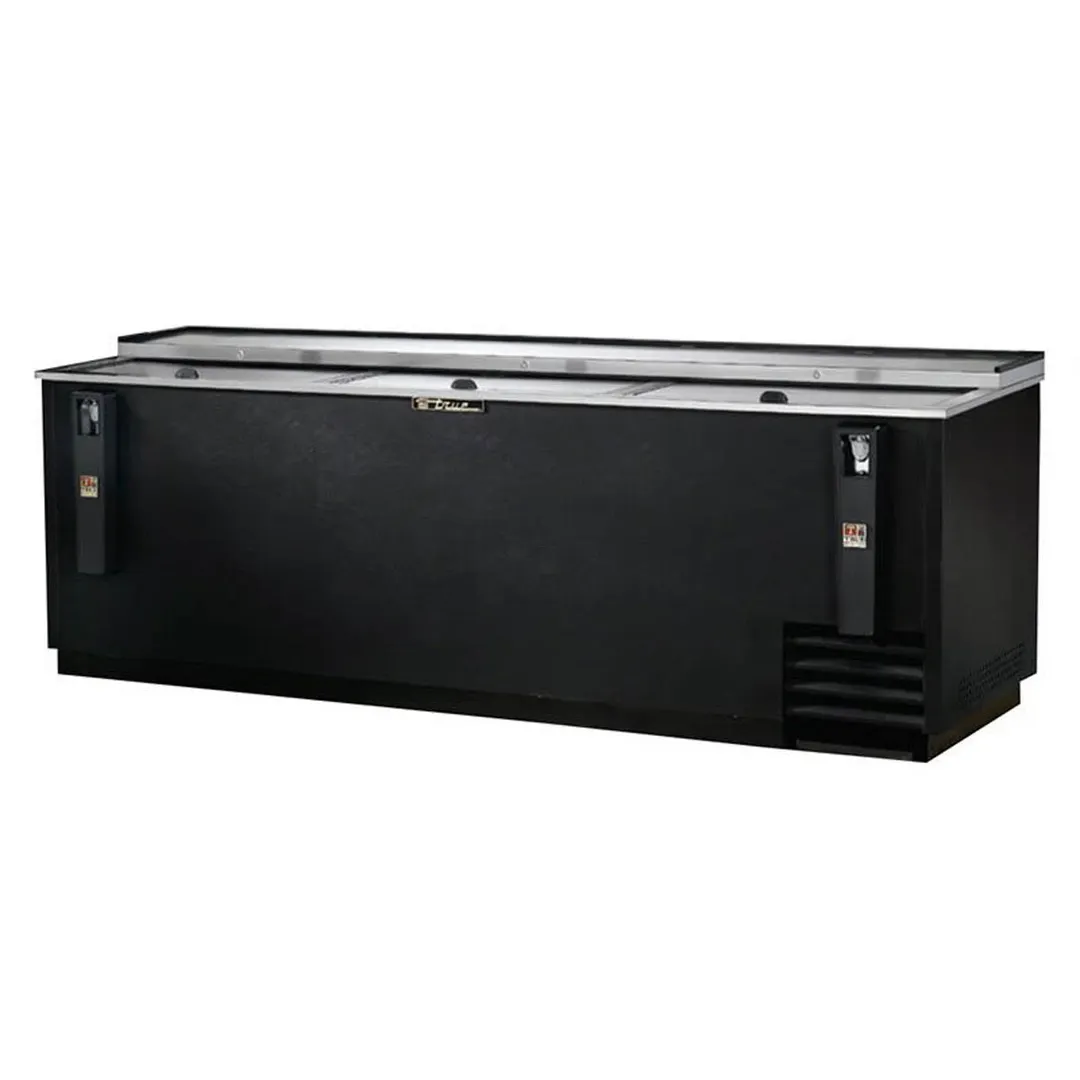 True TD-95-38-HC 95" Solid Slide Lid Deep Well Horizontal Bottle Cooler w/ LED Lighting