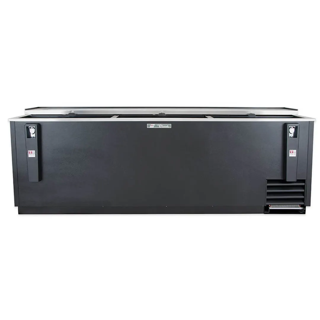 True TD-95-38-HC 95" Solid Slide Lid Deep Well Horizontal Bottle Cooler w/ LED Lighting