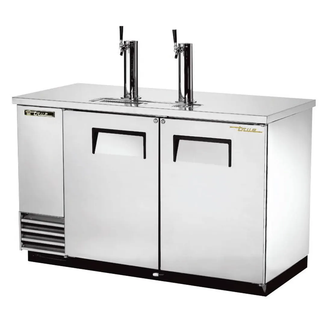 True TDD-2-S-HC 58" Solid Door Steel Direct Draw Beer Dispenser with 2 Taps & 2 Keg Capacity