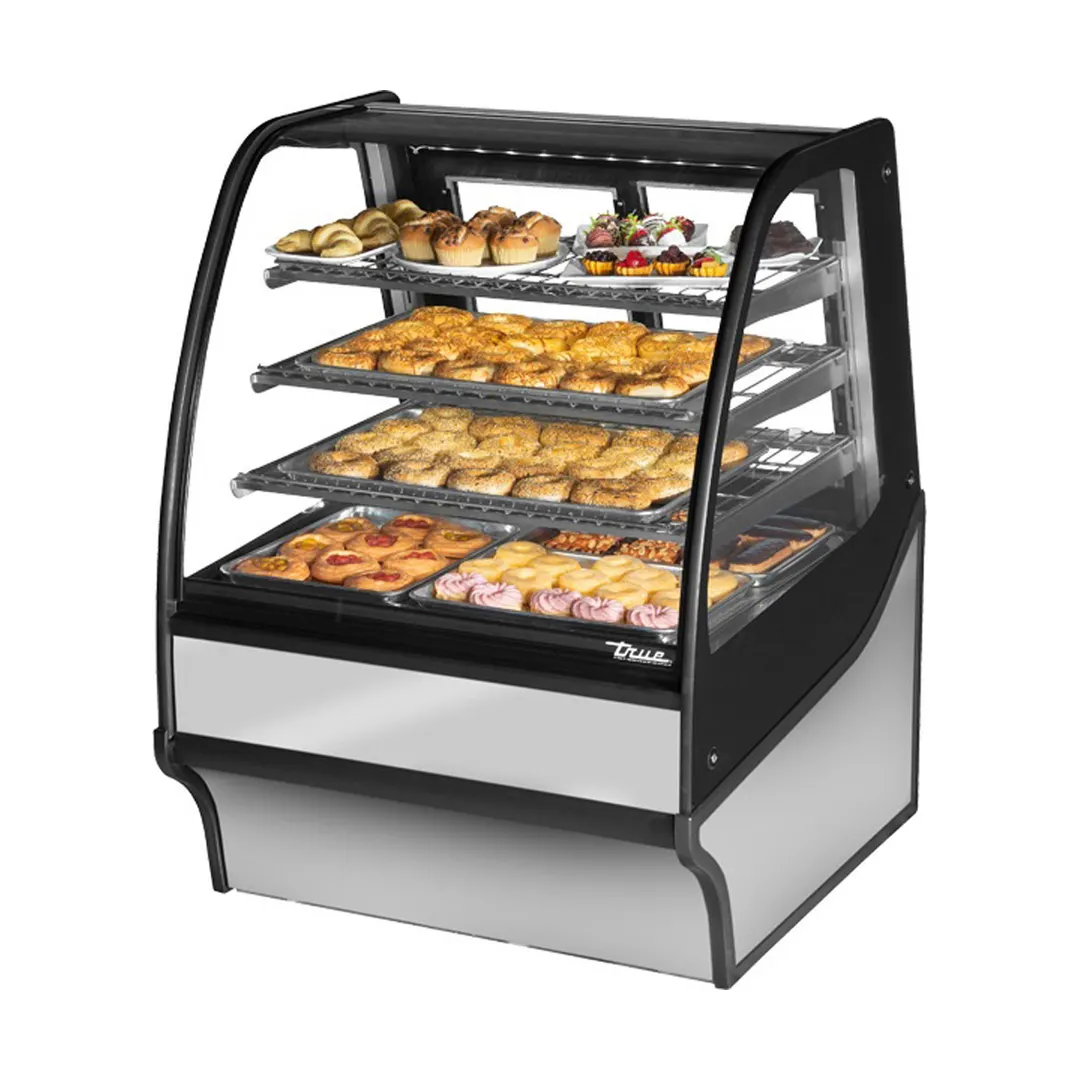 True TDM-DC-36-GE/GE-S-S 36" Curved Glass / Glass End Dry Display Merchandiser Case