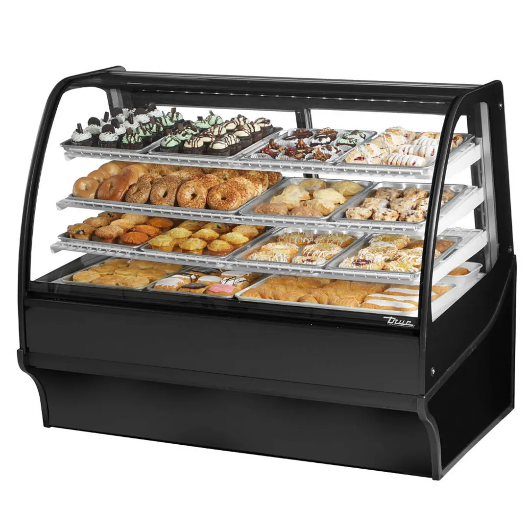 True TDM-DC-59-GE/GE-B-W 59" Curved Glass / Glass End Dry Bakery Merchandiser Case