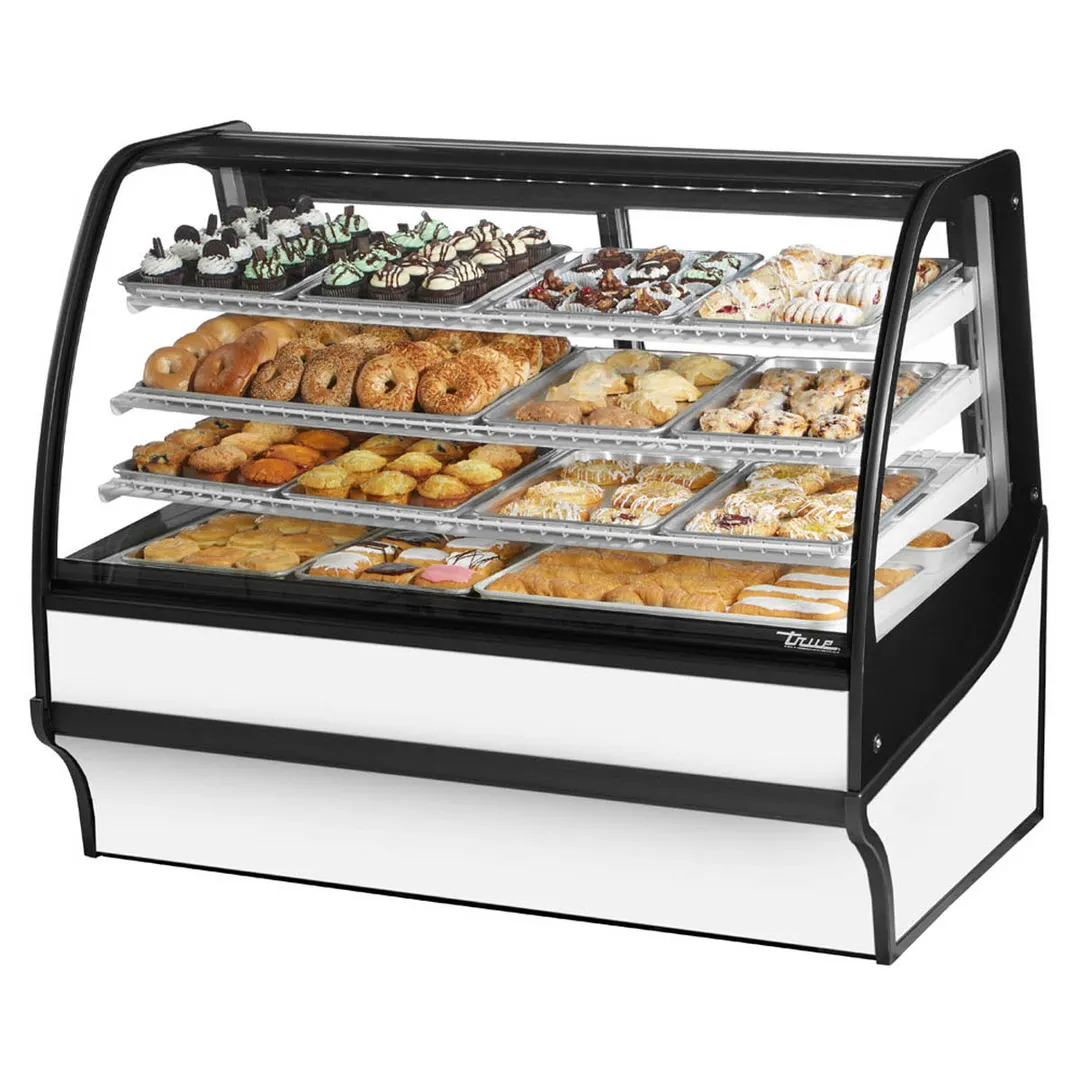 True TDM-DC-59-GE/GE-W-W 59" Curved Glass / Glass End Dry Bakery Merchandiser Case
