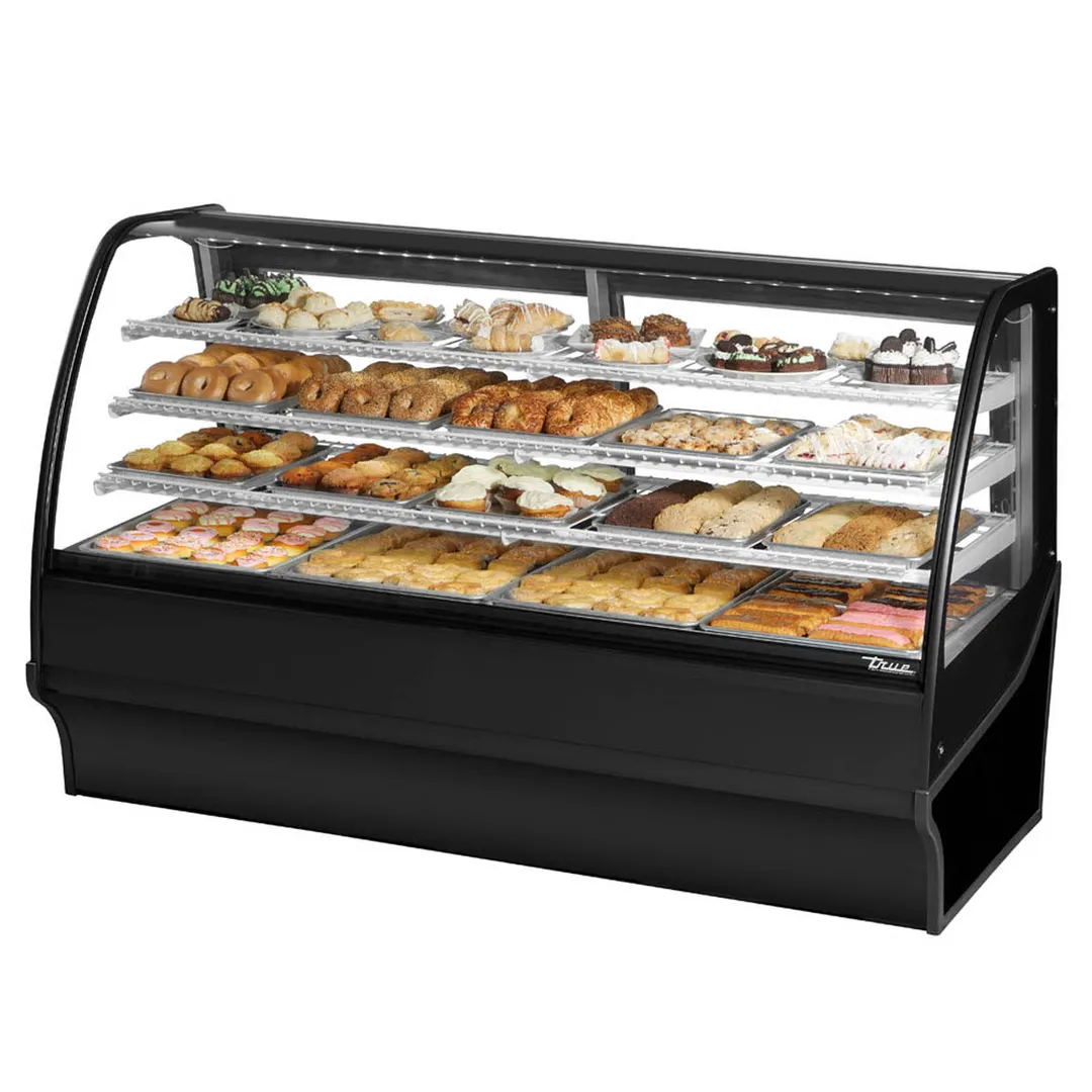True TDM-DC-77-GE/GE-W-W 77" Curved Glass / Glass End Dry Bakery Merchandiser Case