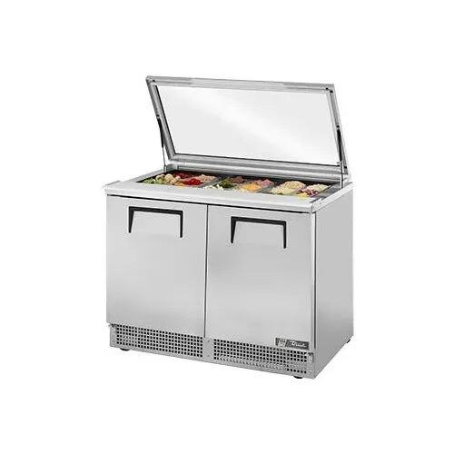 True TFP-48-18M-HC~FGLID 48" Mega Top Sandwich/Salad Prep Table w/ 2 Doors, 18 Pans