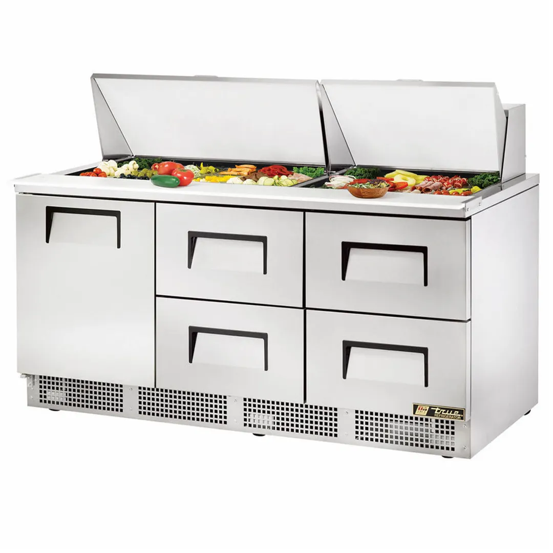 True TFP-72-30M-D-4-HC 72" Mega Top Sandwich/Salad Prep Table w/ 1 Door & 4 Drawers, 30 Pans