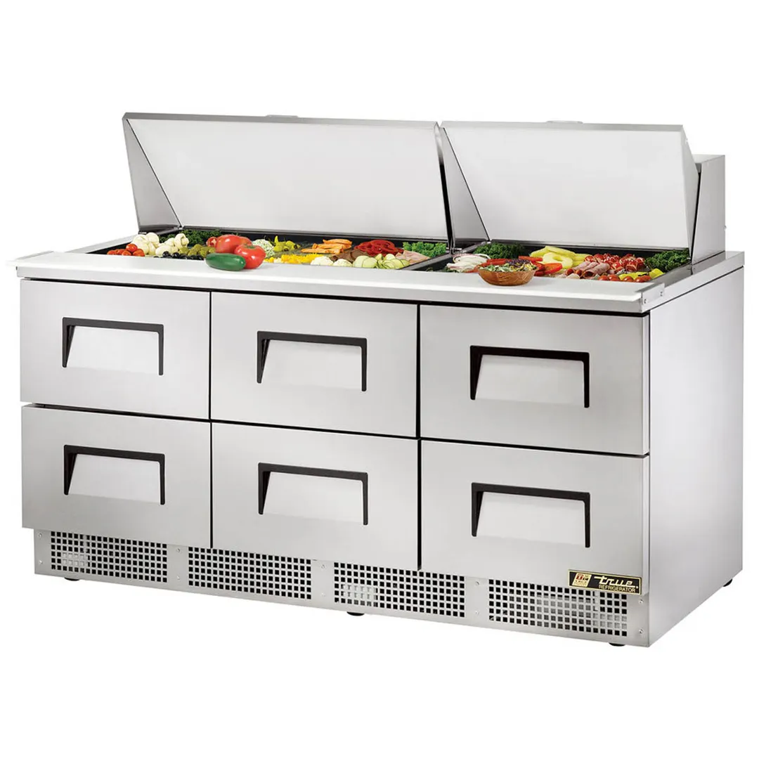 True TFP-72-30M-D-6 72" Mega Top Sandwich/Salad Prep Table w/ 6 Drawers, 30 Pans